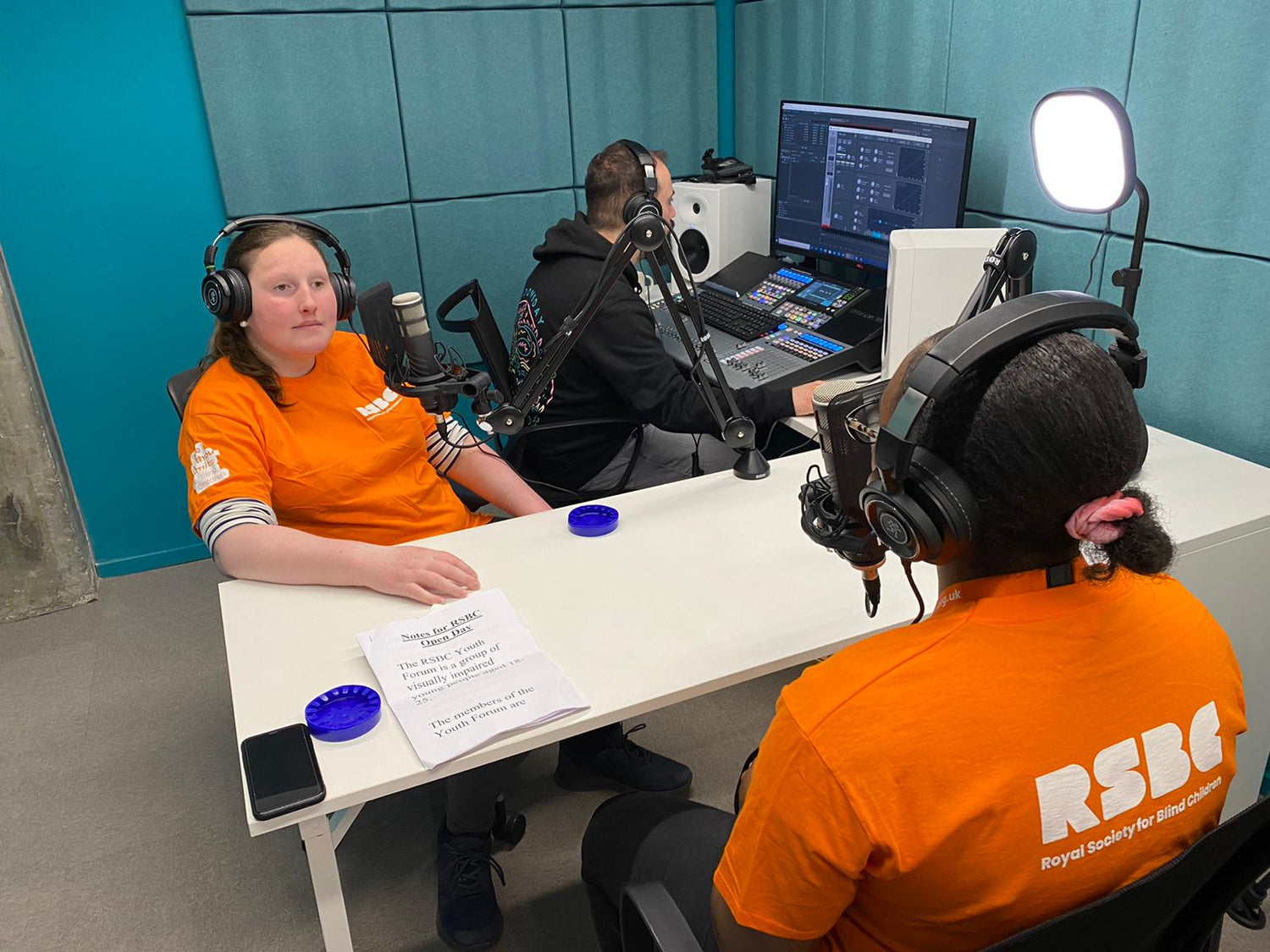 Our youth forum members recording an episode of our Unseen podcast
