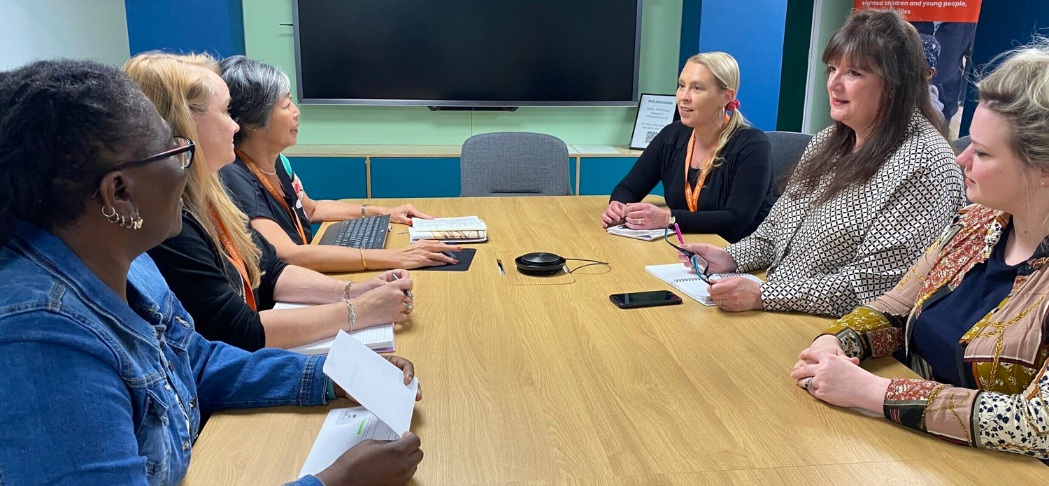Our senior leadership team having a meeting in our boardroom