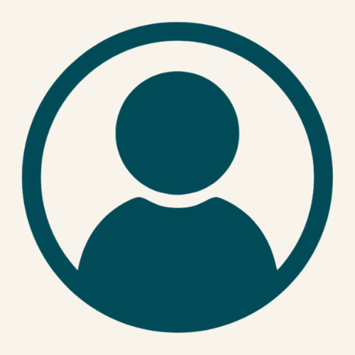 Dark teal person icon on a white background