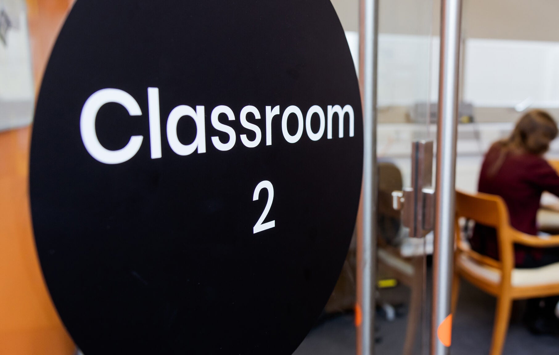A classroom door