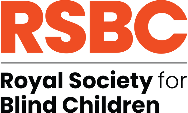 The Royal Society for Blind Children logo. Bold orange letters spell out 'RSBC'. Underneath the letters, black text reads 'Royal Society for Blind Children'.