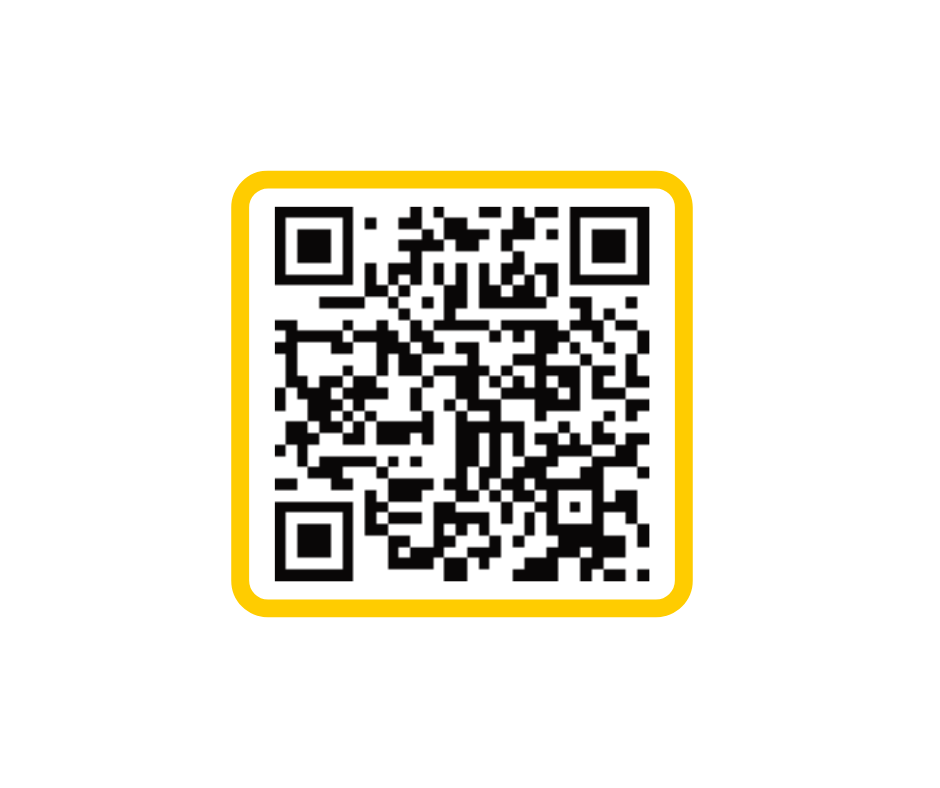 QR code with a yellow border on a white background