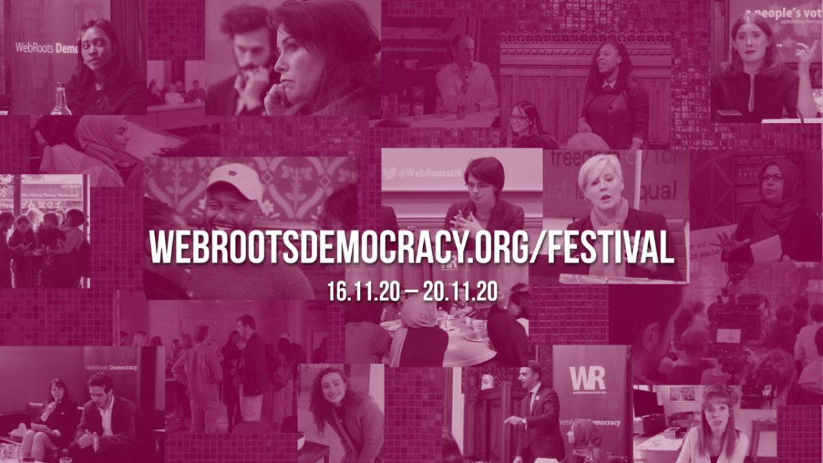 The promotional image for webroots democracy festival