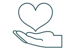 illustration showing a hand with a heart on top