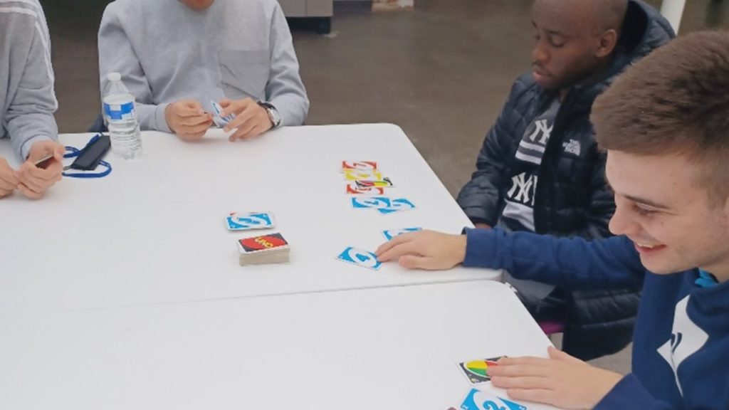 Dorton College students playing Braille Uno